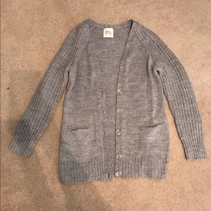Long gray knit sweater